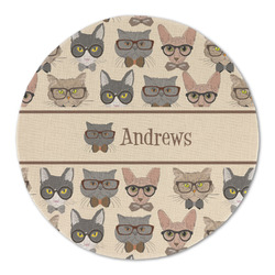 Hipster Cats Round Linen Placemat - Single Sided (Personalized)