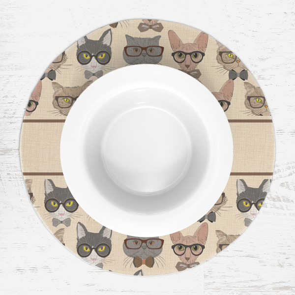 Hipster Cats Round Linen Placemats - LIFESTYLE (single)