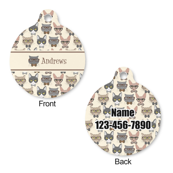 Hipster Cats Round Pet ID Tag - Large - Approval