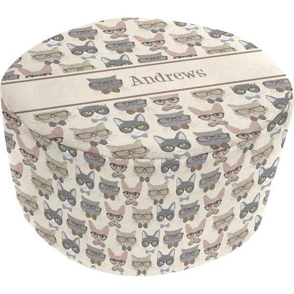 Custom Hipster Cats Round Pouf Ottoman (Personalized)