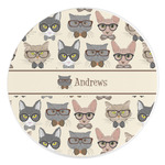Hipster Cats Round Stone Trivet (Personalized)