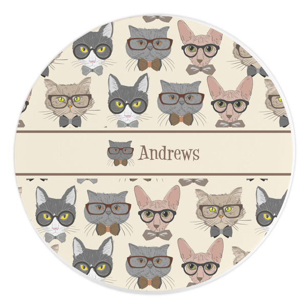 Custom Hipster Cats Round Stone Trivet (Personalized)