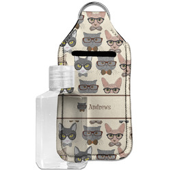 Hipster Cats Hand Sanitizer & Keychain Holder - Large (Personalized)