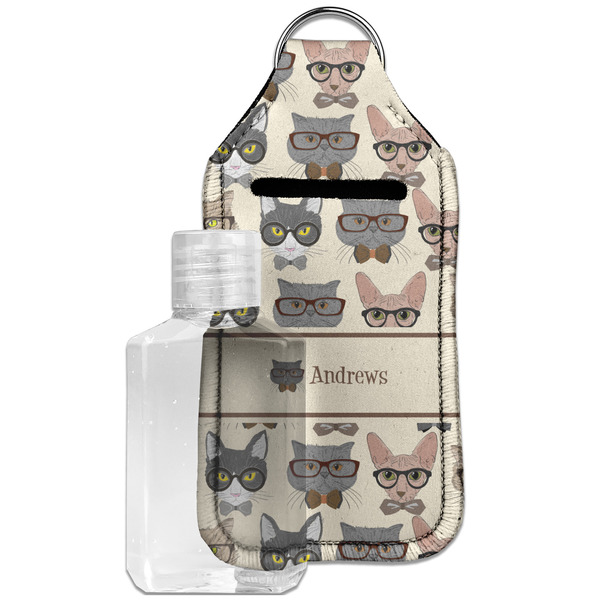 Custom Hipster Cats Hand Sanitizer & Keychain Holder - Large (Personalized)