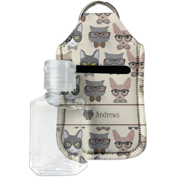 Custom Hipster Cats Hand Sanitizer & Keychain Holder - Small (Personalized)