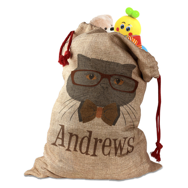 Hipster Cats Santa Bag - Front (stuffed w toys) PARENT