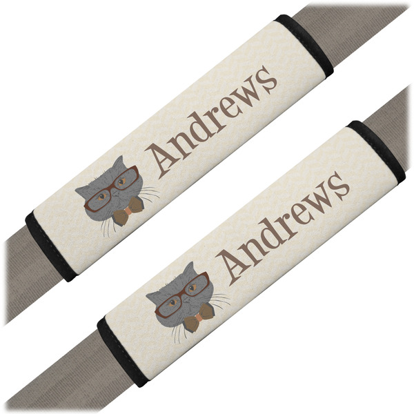 Custom Hipster Cats Seat Belt Covers (Set of 2) (Personalized)