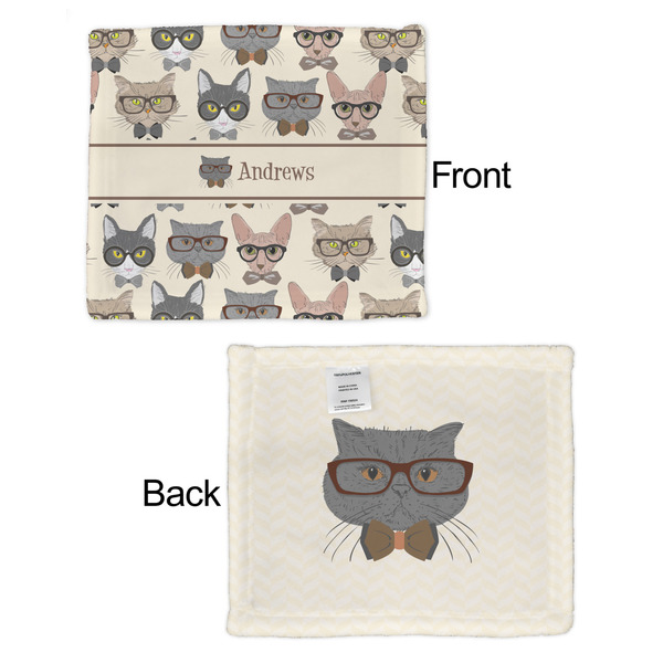 Hipster Cats Security Blanket - Front & Back View