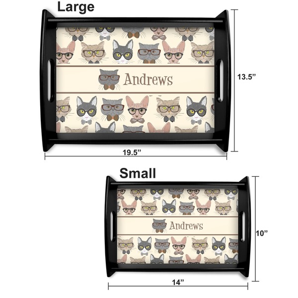 Hipster Cats Serving Tray Black Sizes