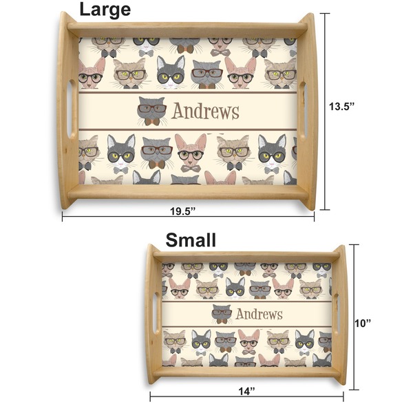 Hipster Cats Serving Tray Wood Sizes