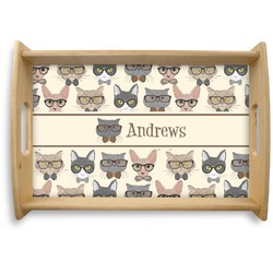 Hipster Cats Natural Wooden Tray - Small (Personalized)
