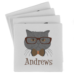 Hipster Cats Absorbent Stone Coasters - Set of 4 (Personalized)