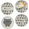 Hipster Cats Set of 4 Glass Appetizer / Dessert Plate 8" (Personalized)