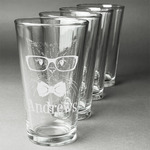 Hipster Cats Pint Glasses - Engraved (Set of 4) (Personalized)