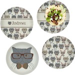 Hipster Cats Set of 4 Glass Lunch / Dinner Plate 10" (Personalized)