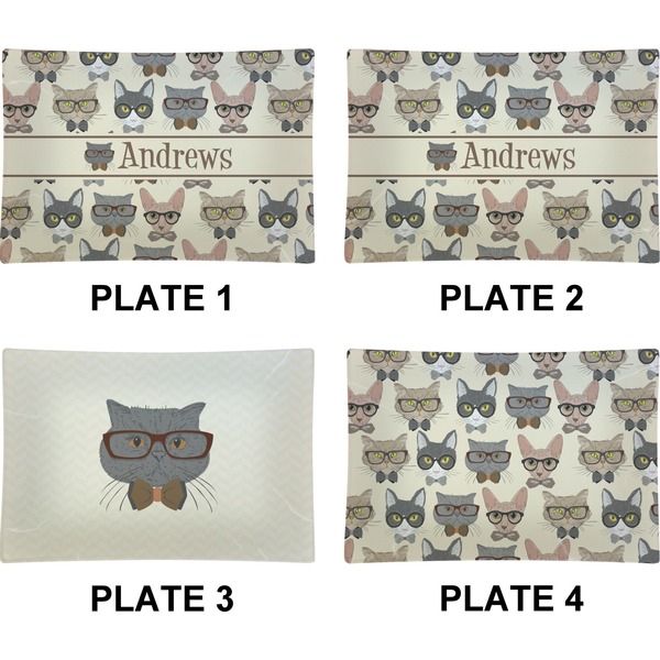 Hipster Cats Set of Rectangular Appetizer / Dessert Plates (Approval)