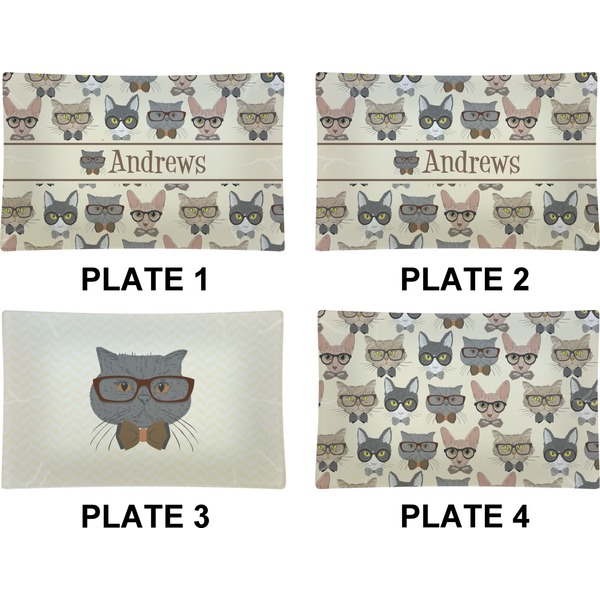 Hipster Cats Set of Rectangular Dinner Plates (Approval)