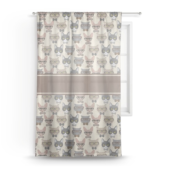 Custom Hipster Cats Sheer Curtain