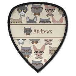 Hipster Cats Iron on Shield Patch A w/ Name or Text