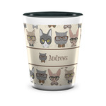 Hipster Cats Ceramic Shot Glass - 1.5 oz - Two Tone - Single (Personalized)