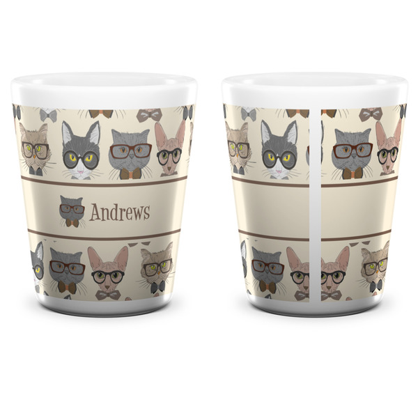 Hipster Cats Shot Glass - White - APPROVAL