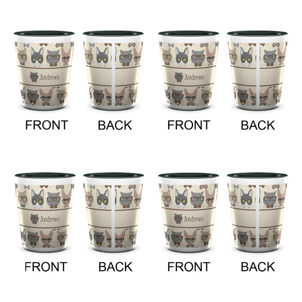 Hipster Cats Shot Glassess - Two Tone - Set of 4 - APPROVAL