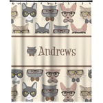 Hipster Cats Extra Long Shower Curtain - 70"x84" (Personalized)