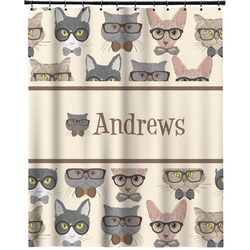 Hipster Cats Extra Long Shower Curtain - 70"x84" (Personalized)