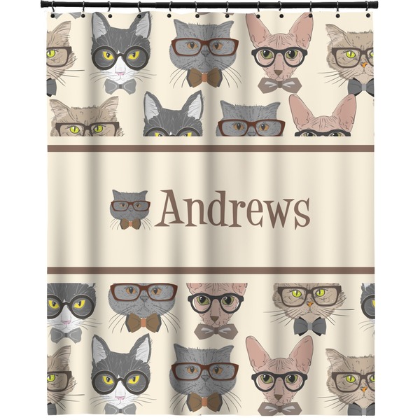 Custom Hipster Cats Extra Long Shower Curtain - 70"x84" (Personalized)