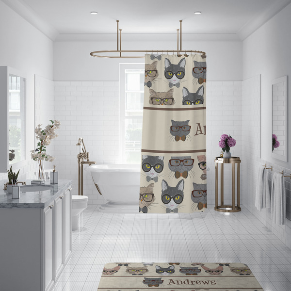 Hipster Cats Shower Curtain - Custom Size