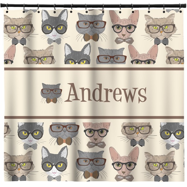 Custom Hipster Cats Shower Curtain - 71" x 74" (Personalized)