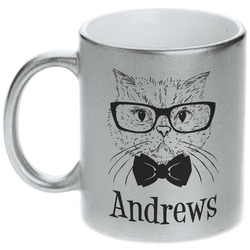 Hipster Cats Metallic Silver Mug (Personalized)