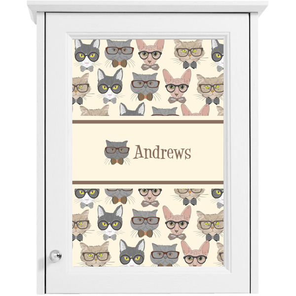 Hipster Cats Single White Cabinet Decal