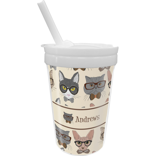 Custom Hipster Cats Sippy Cup with Straw (Personalized)