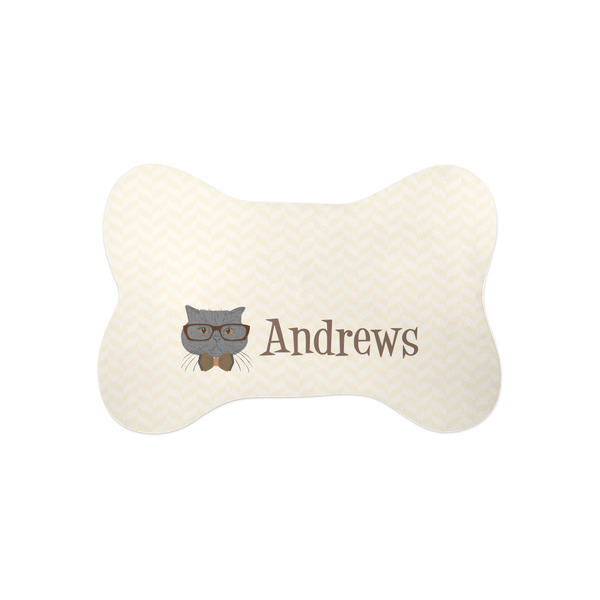 Custom Hipster Cats Bone Shaped Dog Food Mat (Small) (Personalized)