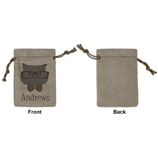 Hipster Cats Small Burlap Gift Bag - Front Approval