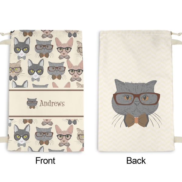 Hipster Cats Small Laundry Bag - Front & Back View