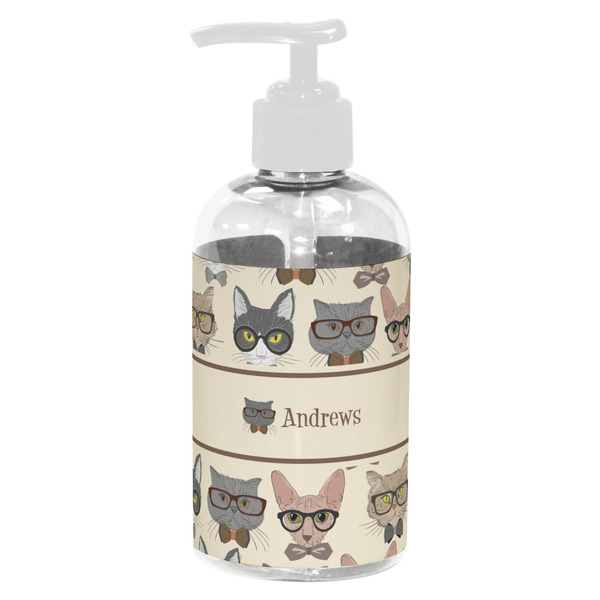 Custom Hipster Cats Plastic Soap / Lotion Dispenser (8 oz - Small - White) (Personalized)