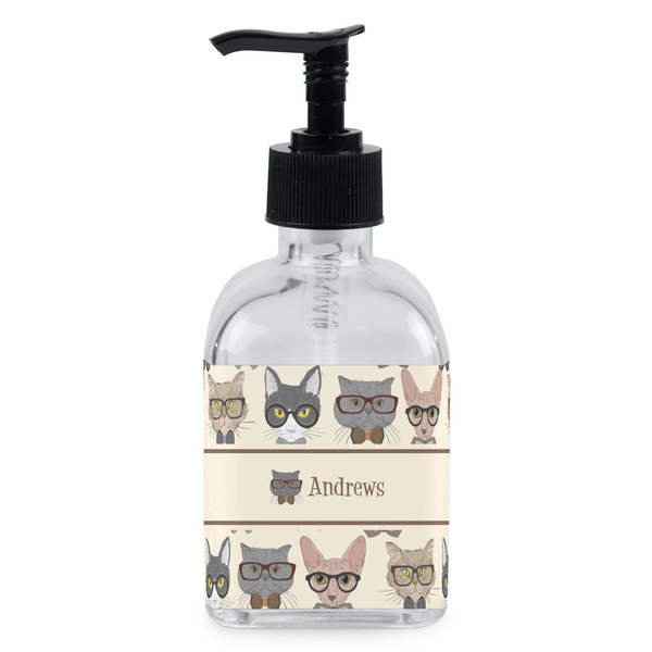 Custom Hipster Cats Glass Soap & Lotion Bottle - Single Bottle (Personalized)