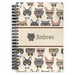 Hipster Cats Spiral Notebook - 7x10 w/ Name or Text