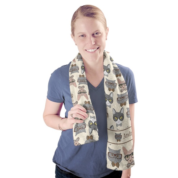 Hipster Cats Sport Towel - Exercise use - Model