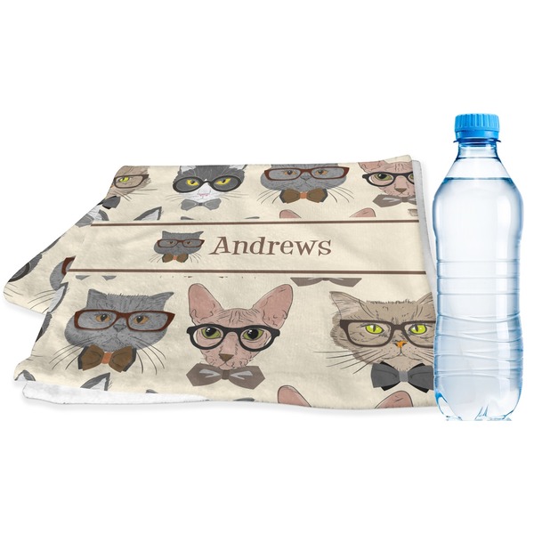 Custom Hipster Cats Sports & Fitness Towel (Personalized)