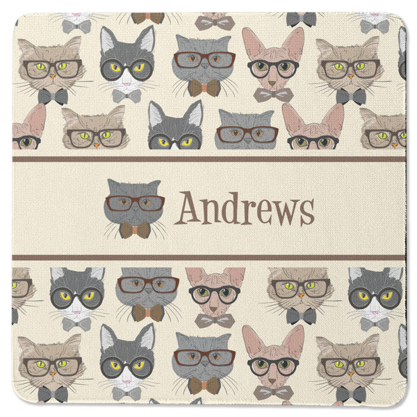 Hipster Cats Square Coaster Rubber Back - Single