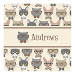 Hipster Cats Square Decal - Large (Personalized)
