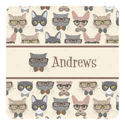 Hipster Cats Square Decal (Personalized)