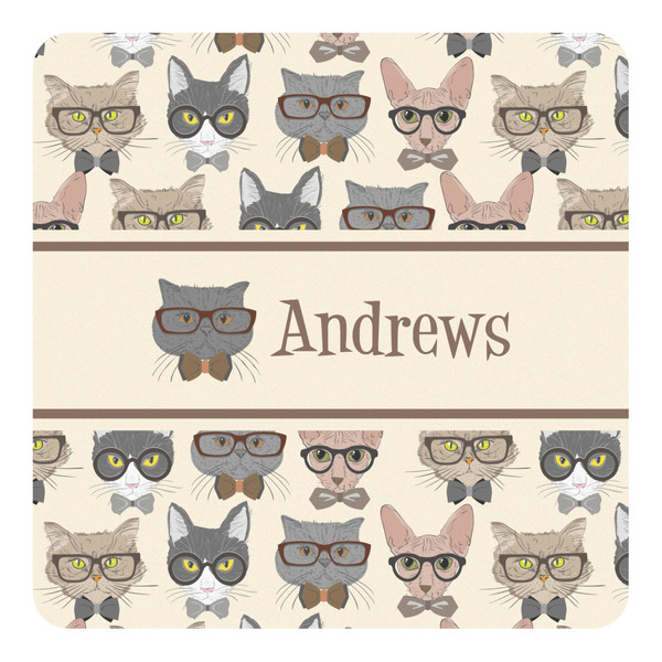 Custom Hipster Cats Square Decal - Large (Personalized)
