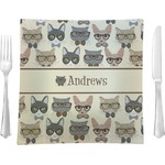 Hipster Cats Glass Square Lunch / Dinner Plate 9.5" (Personalized)