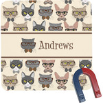 Hipster Cats Square Fridge Magnet (Personalized)