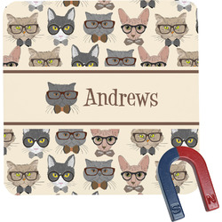 Hipster Cats Square Fridge Magnet (Personalized)