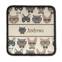 Hipster Cats Iron On Square Patch w/ Name or Text
